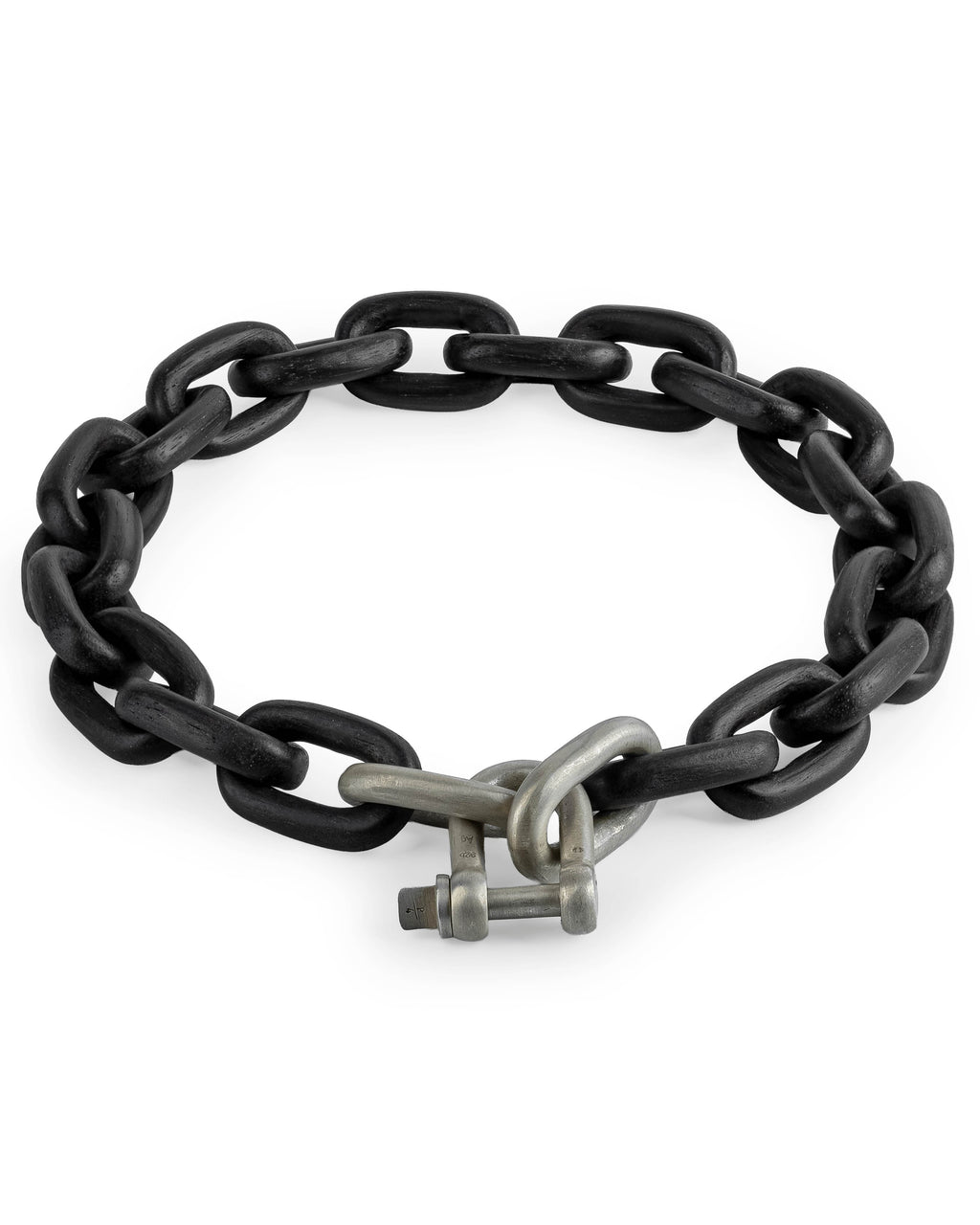 Parts of Four Charm Chain Choker (40cm, Small links) – Black Wood (Kayu Arang) + Dirty Sterling