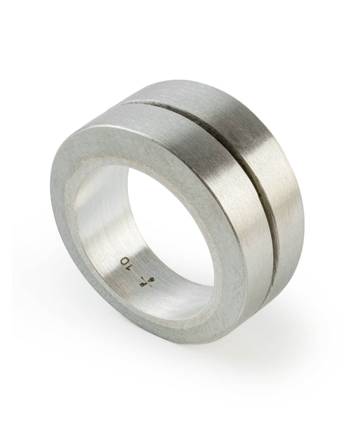 802-14-MZA-9_Parts of Four Crevice Ring v2 (Narrow) – Matte White Bronze + Inner Sterling Silver