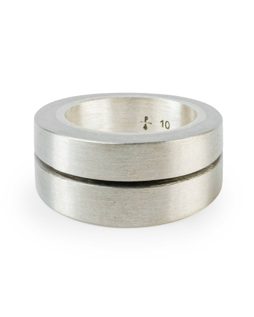 802-14-MZA-9_Parts of Four Crevice Ring v2 (Narrow) – Matte White Bronze + Inner Sterling Silver