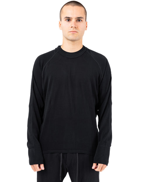 Anatomical Long Sleeve High-Twist Cotton – Black | DEVOA | MONOLYT
