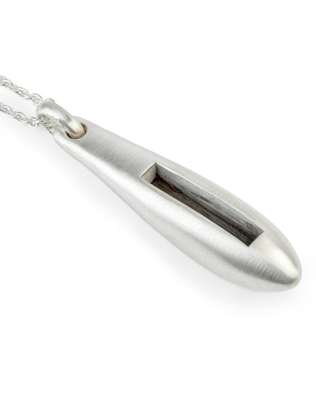 C-236-MA_DRAV_Parts of Four Chrysalis Necklace – Matte Sterling Silver + Dravite