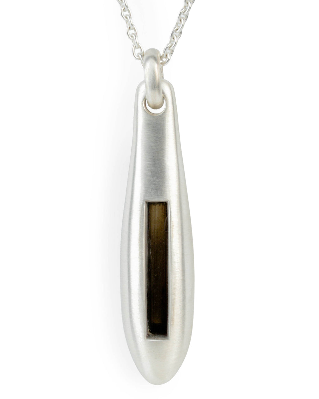 C-236-MA_DRAV_Parts of Four Chrysalis Necklace – Matte Sterling Silver + Dravite