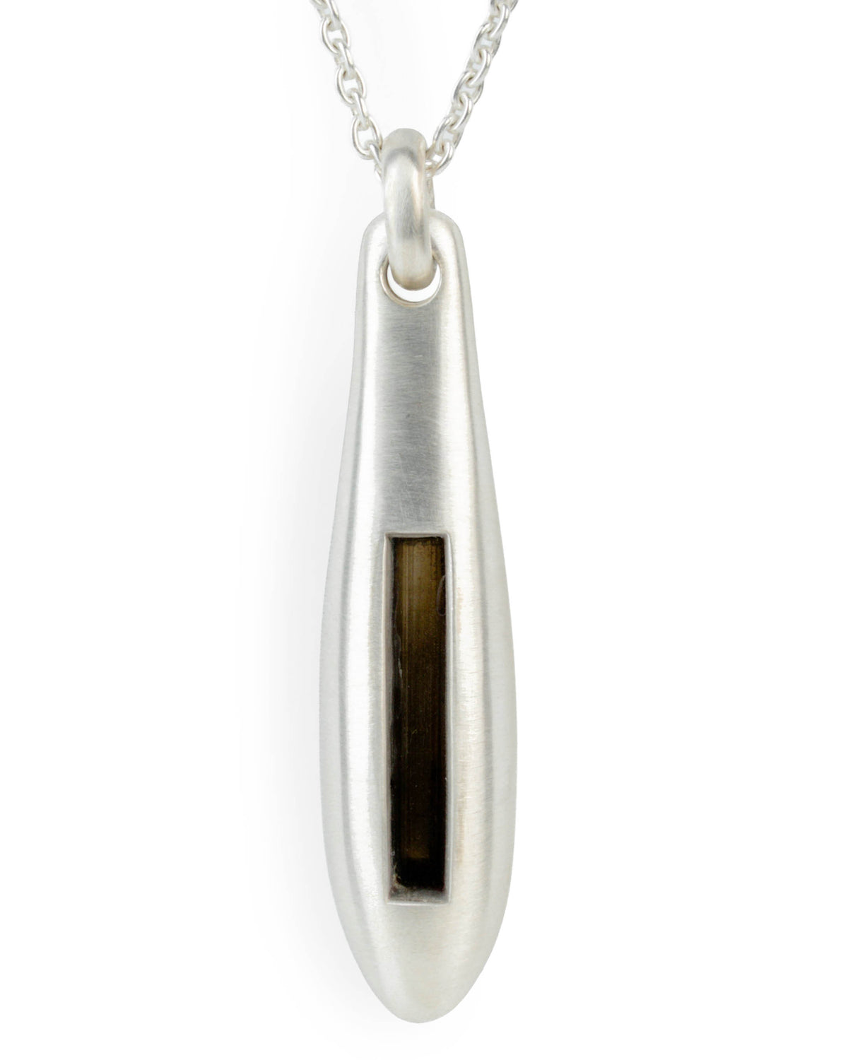 C-236-MA_DRAV_Parts of Four Chrysalis Necklace – Matte Sterling Silver + Dravite