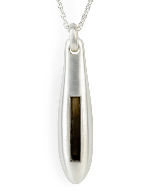 C-236-MA_DRAV_Parts of Four Chrysalis Necklace – Matte Sterling Silver + Dravite
