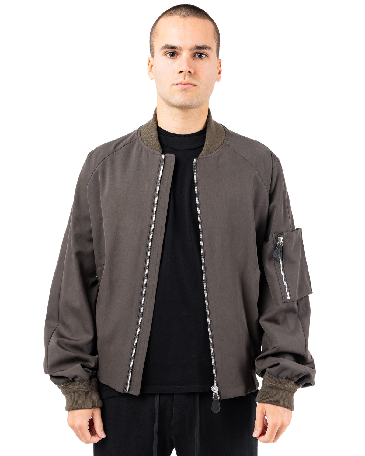 Classic Bomber Wool Gabardine – Army Gray | DEVOA | MONOLYT