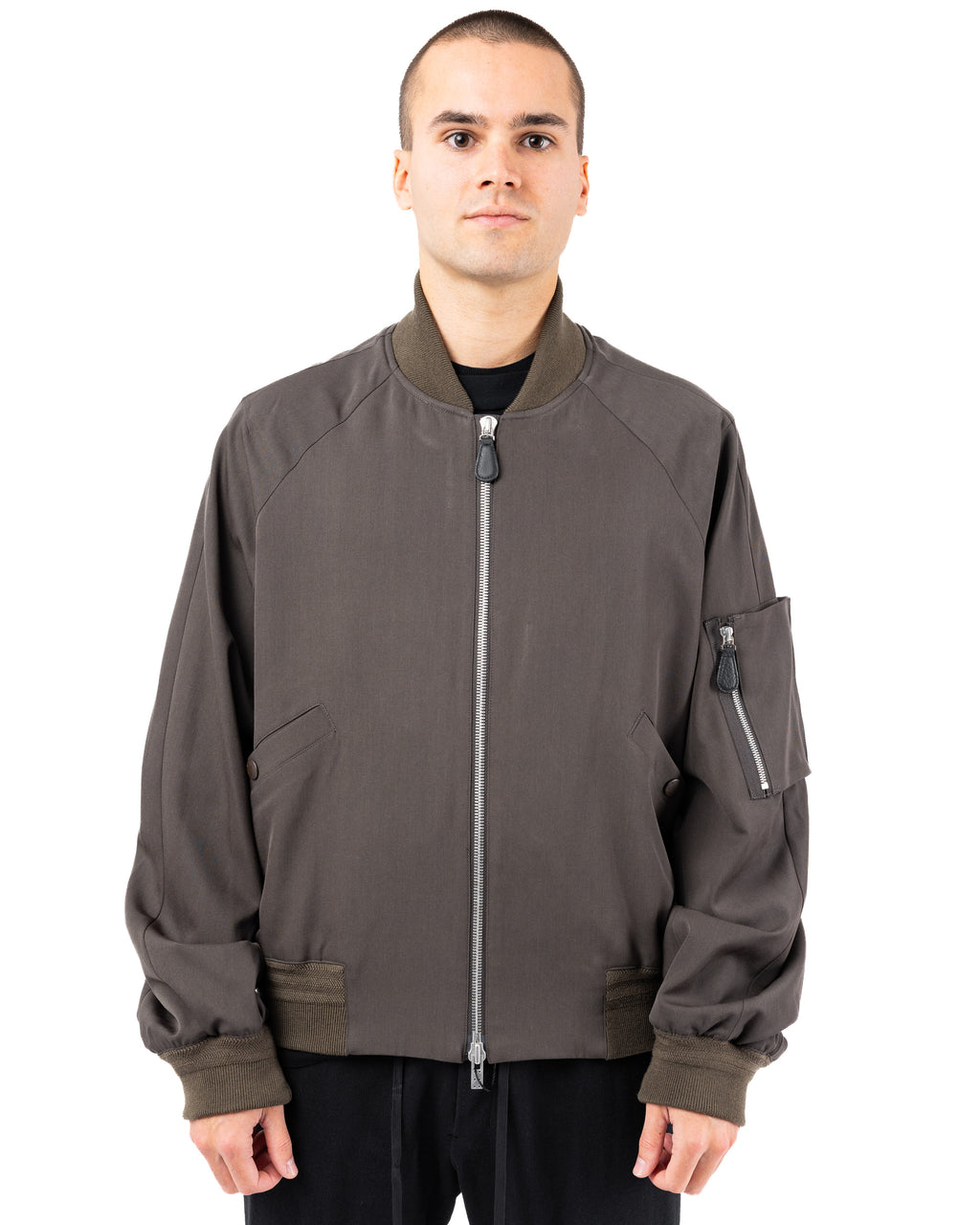 Classic Bomber Wool Gabardine – Army Gray | DEVOA | MONOLYT
