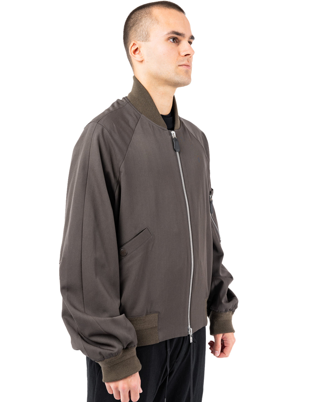 Classic Bomber Wool Gabardine – Army Gray | DEVOA | MONOLYT