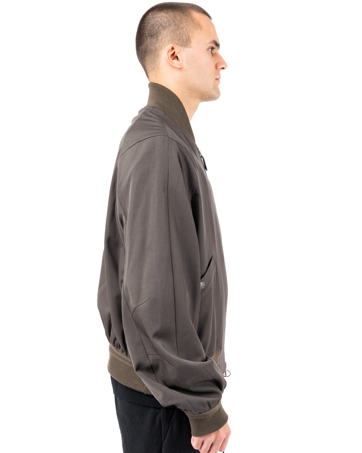 Classic Bomber Wool Gabardine – Army Gray | DEVOA | MONOLYT