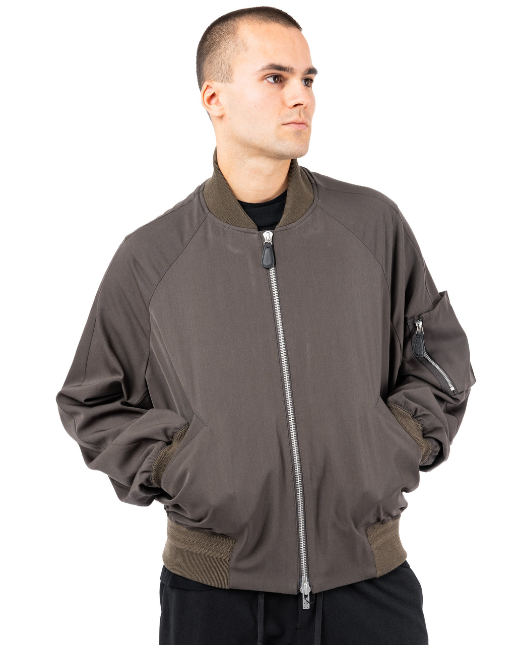 Classic Bomber Wool Gabardine – Army Gray | DEVOA | MONOLYT