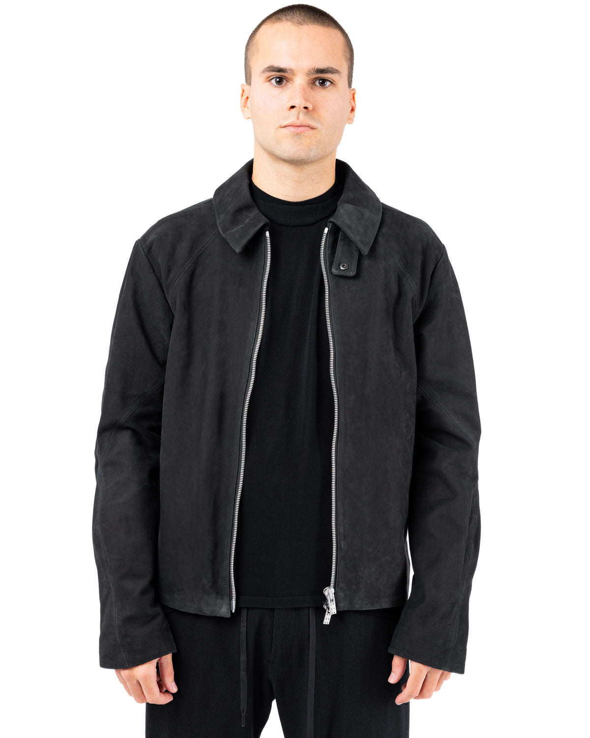 Leather Jacket Soft Cow Nubuck – Black | DEVOA | MONOLYT