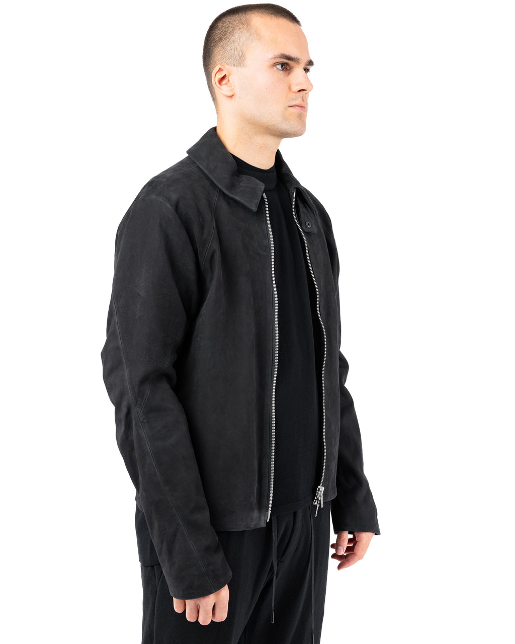 Leather Jacket Soft Cow Nubuck – Black | DEVOA | MONOLYT