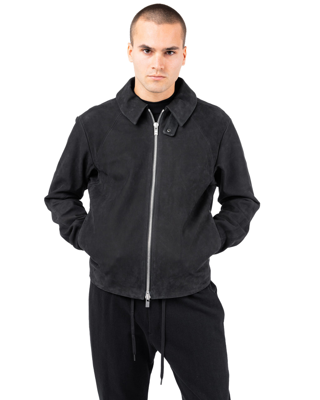 Leather Jacket Soft Cow Nubuck – Black | DEVOA | MONOLYT