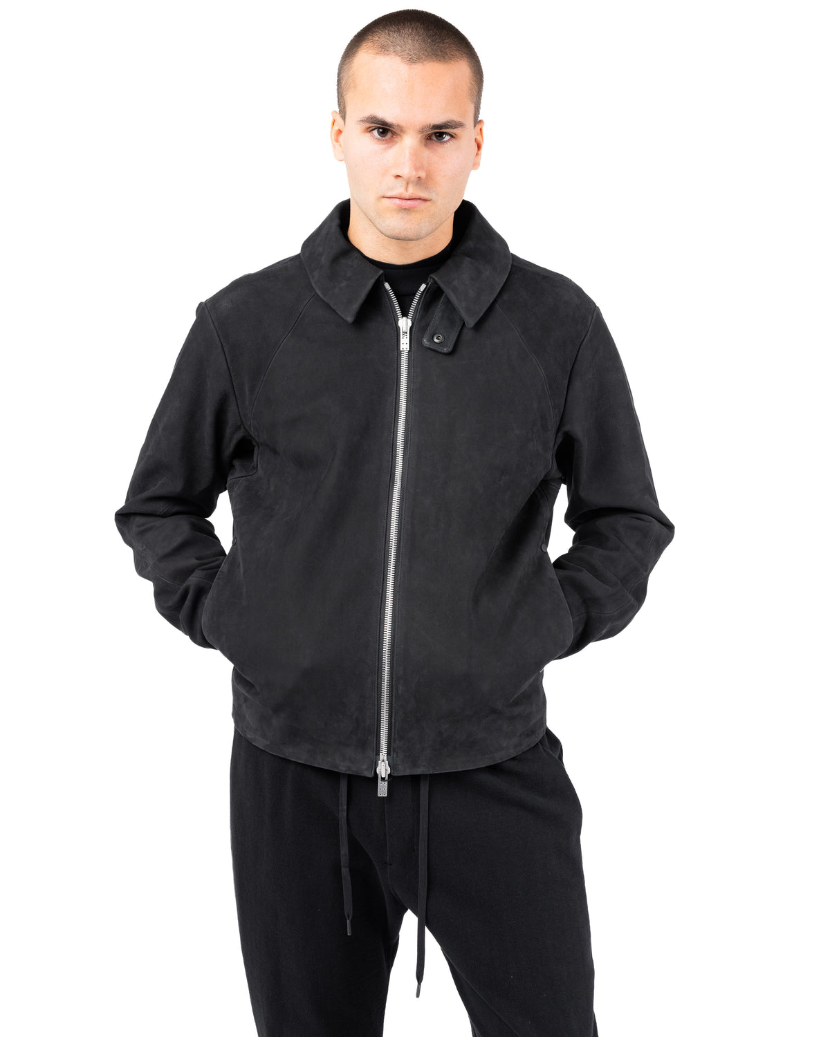 Leather Jacket Soft Cow Nubuck – Black | DEVOA | MONOLYT