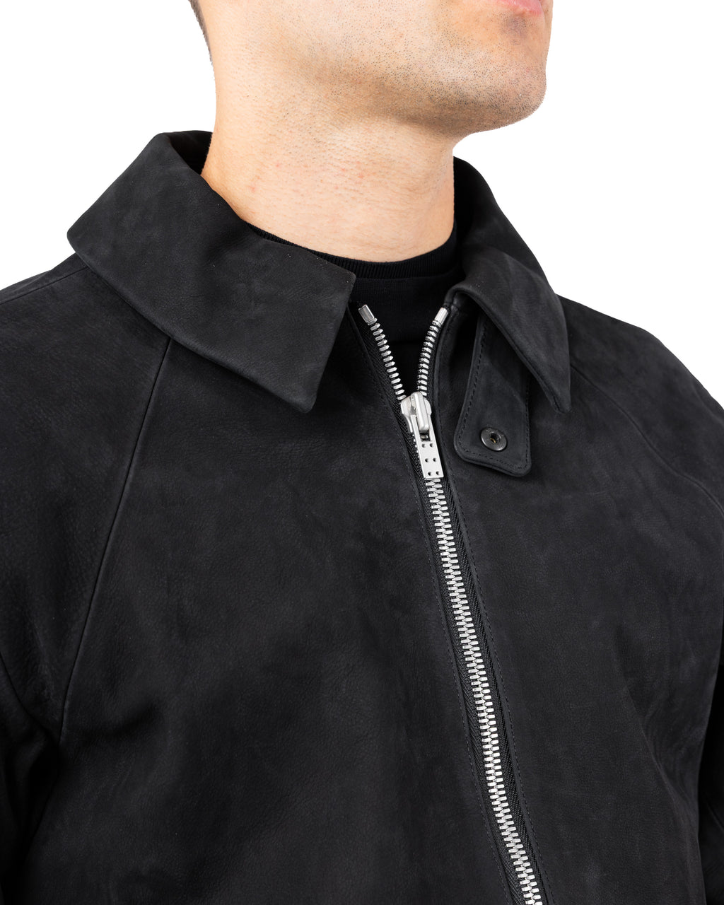 Leather Jacket Soft Cow Nubuck – Black | DEVOA | MONOLYT