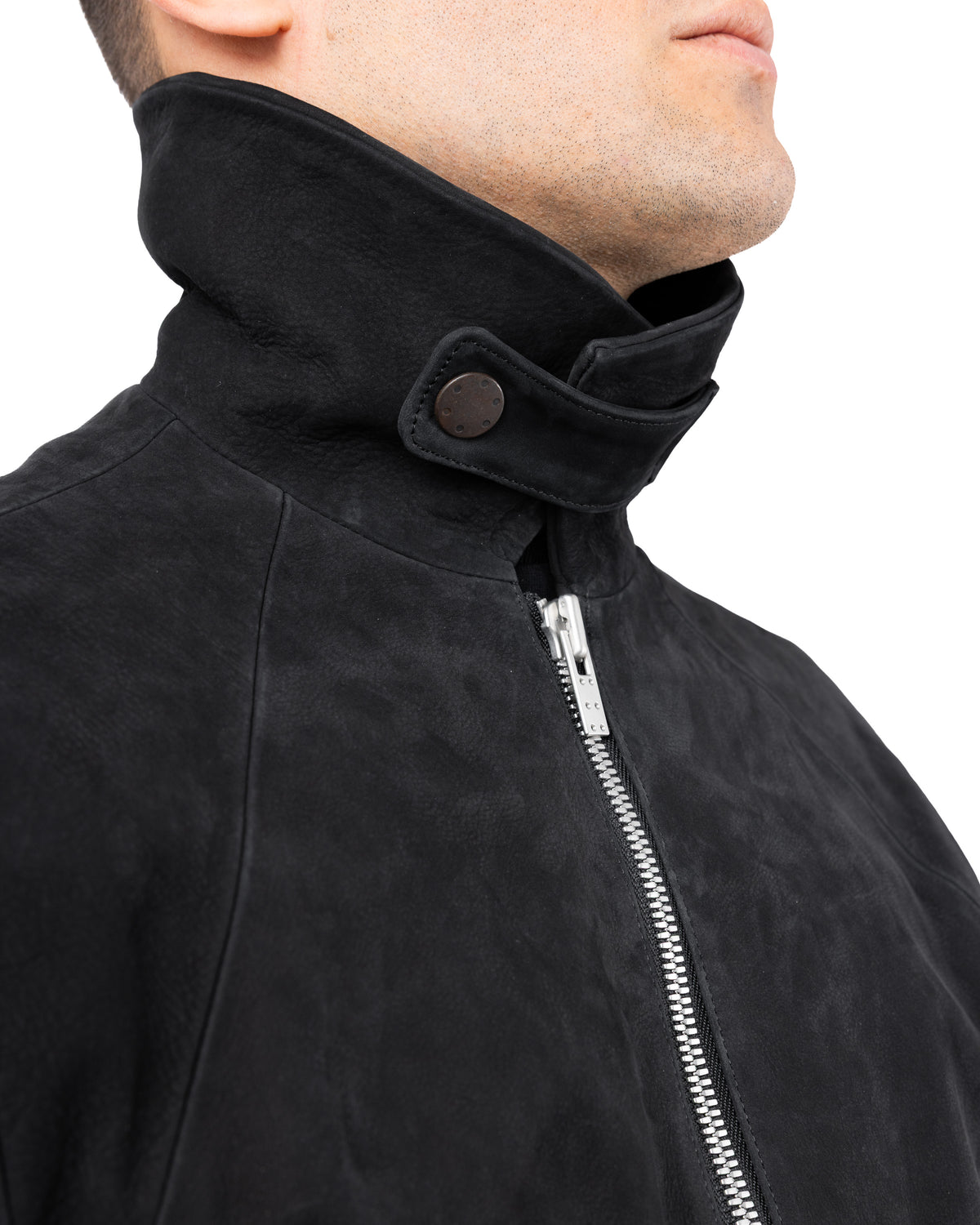 Leather Jacket Soft Cow Nubuck – Black | DEVOA | MONOLYT