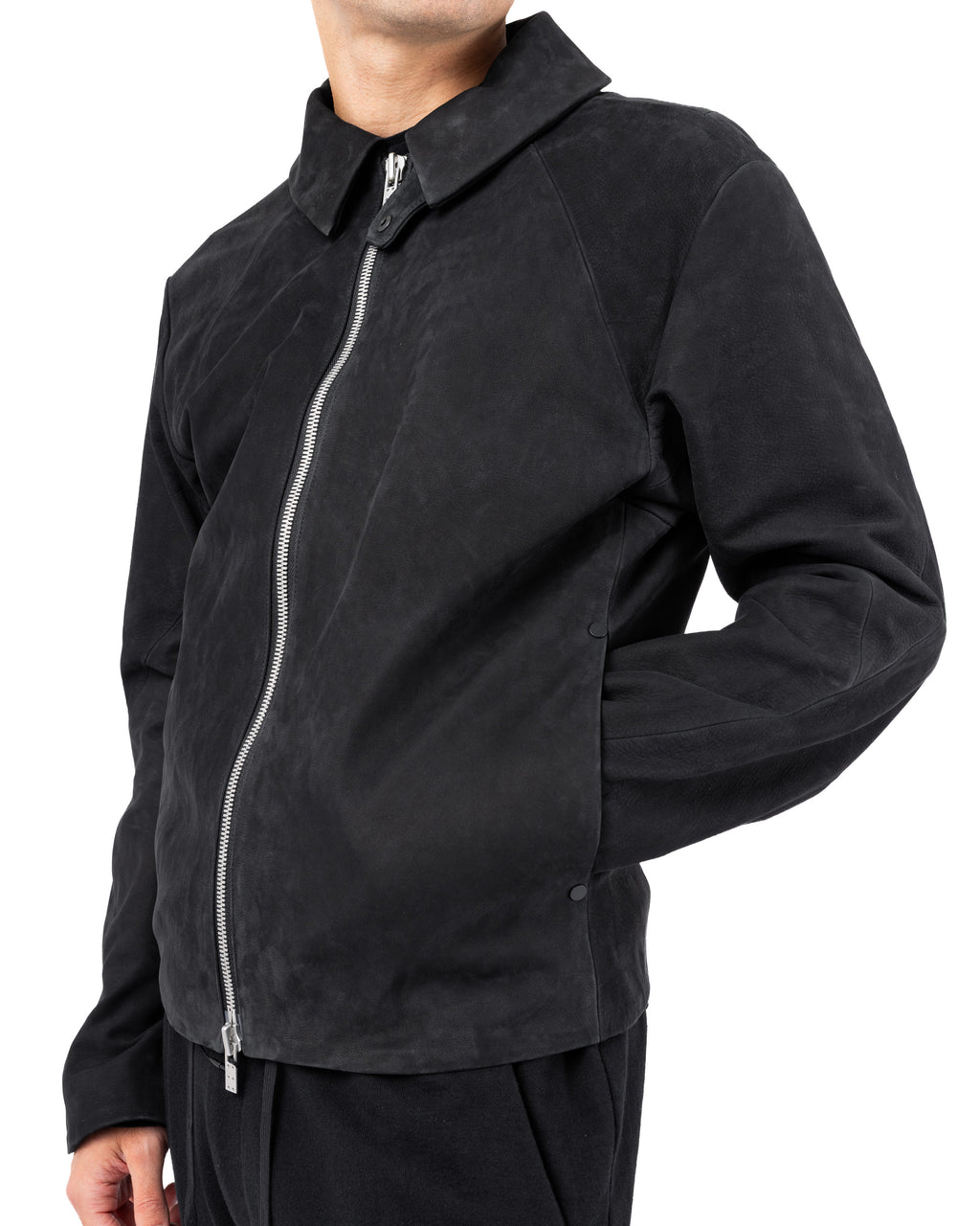 Leather Jacket Soft Cow Nubuck – Black | DEVOA | MONOLYT