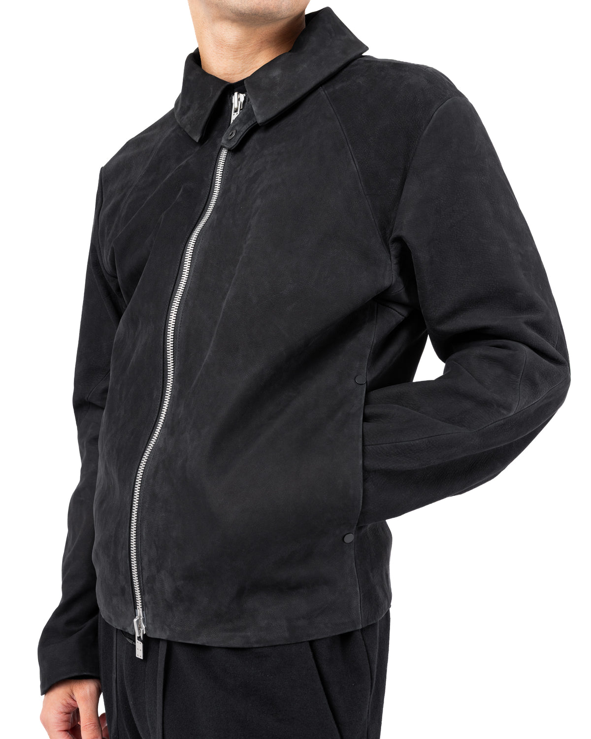 Leather Jacket Soft Cow Nubuck – Black | DEVOA | MONOLYT