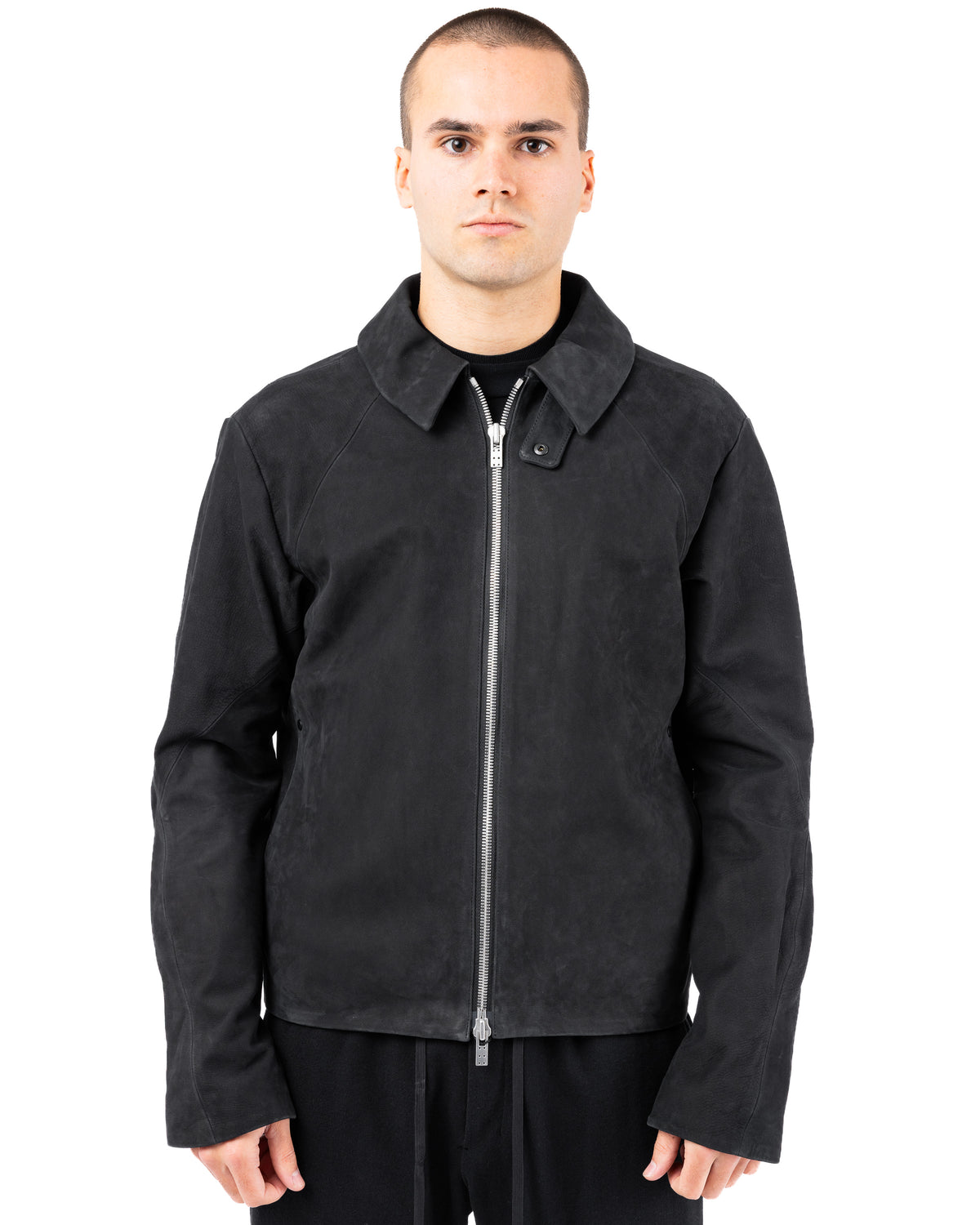 Leather Jacket Soft Cow Nubuck – Black | DEVOA | MONOLYT