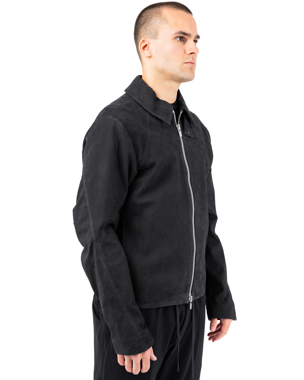 Leather Jacket Soft Cow Nubuck – Black | DEVOA | MONOLYT