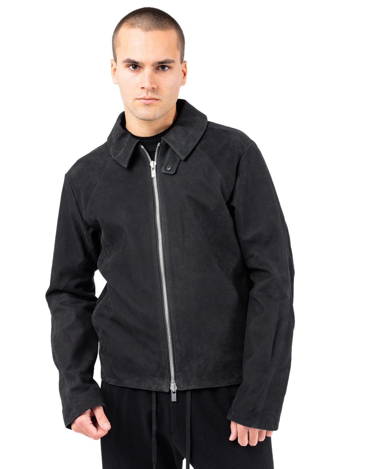 Leather Jacket Soft Cow Nubuck – Black | DEVOA | MONOLYT