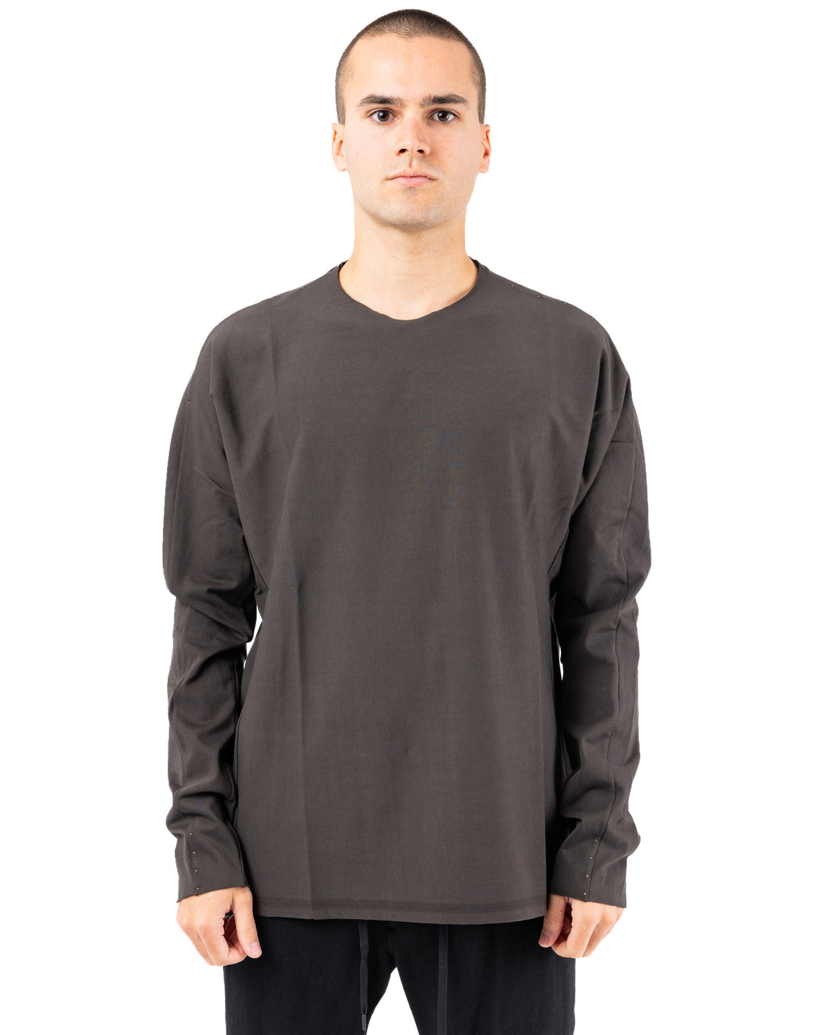Long Sleeve Cotton Jersey – Army Gray | DEVOA | MONOLYT