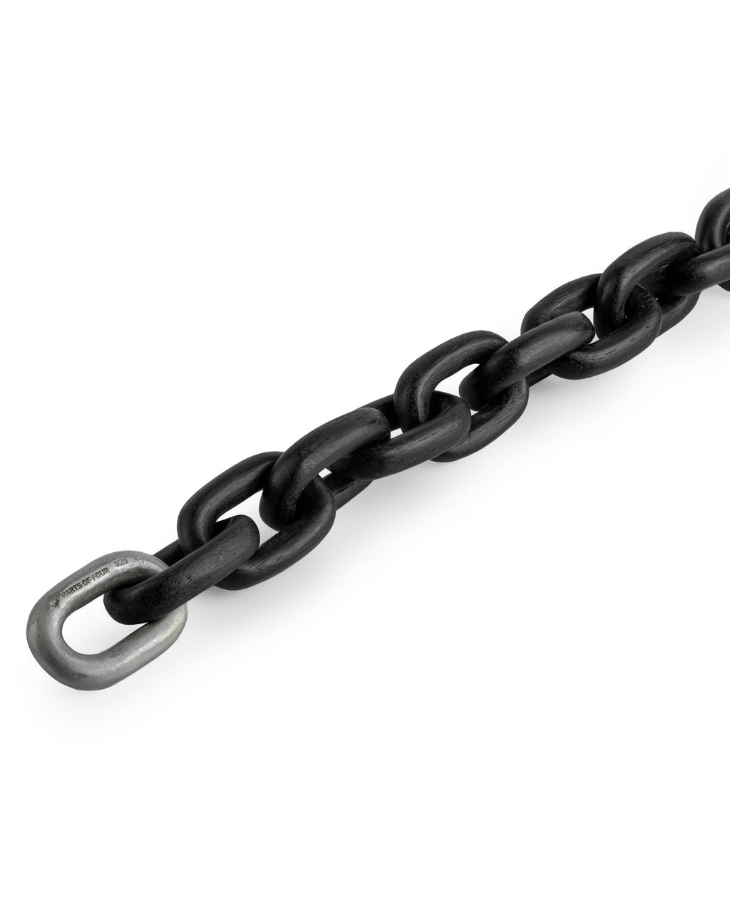 Parts of Four Charm Chain Choker (40cm, Small links) – Black Wood (Kayu Arang) + Dirty Sterling