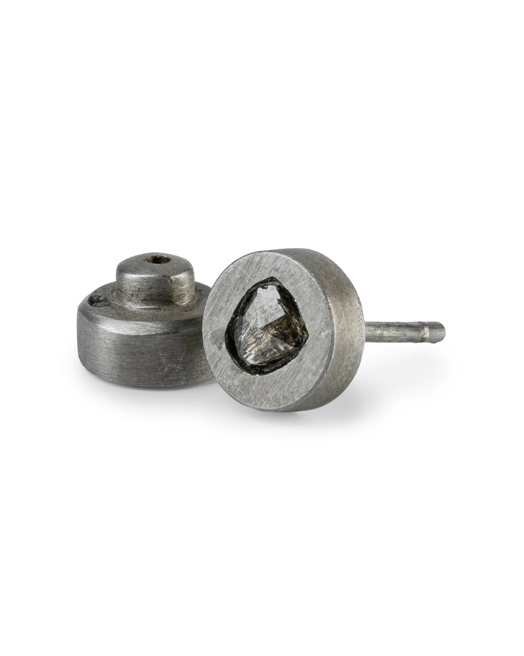 Parts of Four Stud Earring (0.2 CT, Tiny Faceted Diamond Slab) – Dirty Sterling + Tiny Faceted Diamond