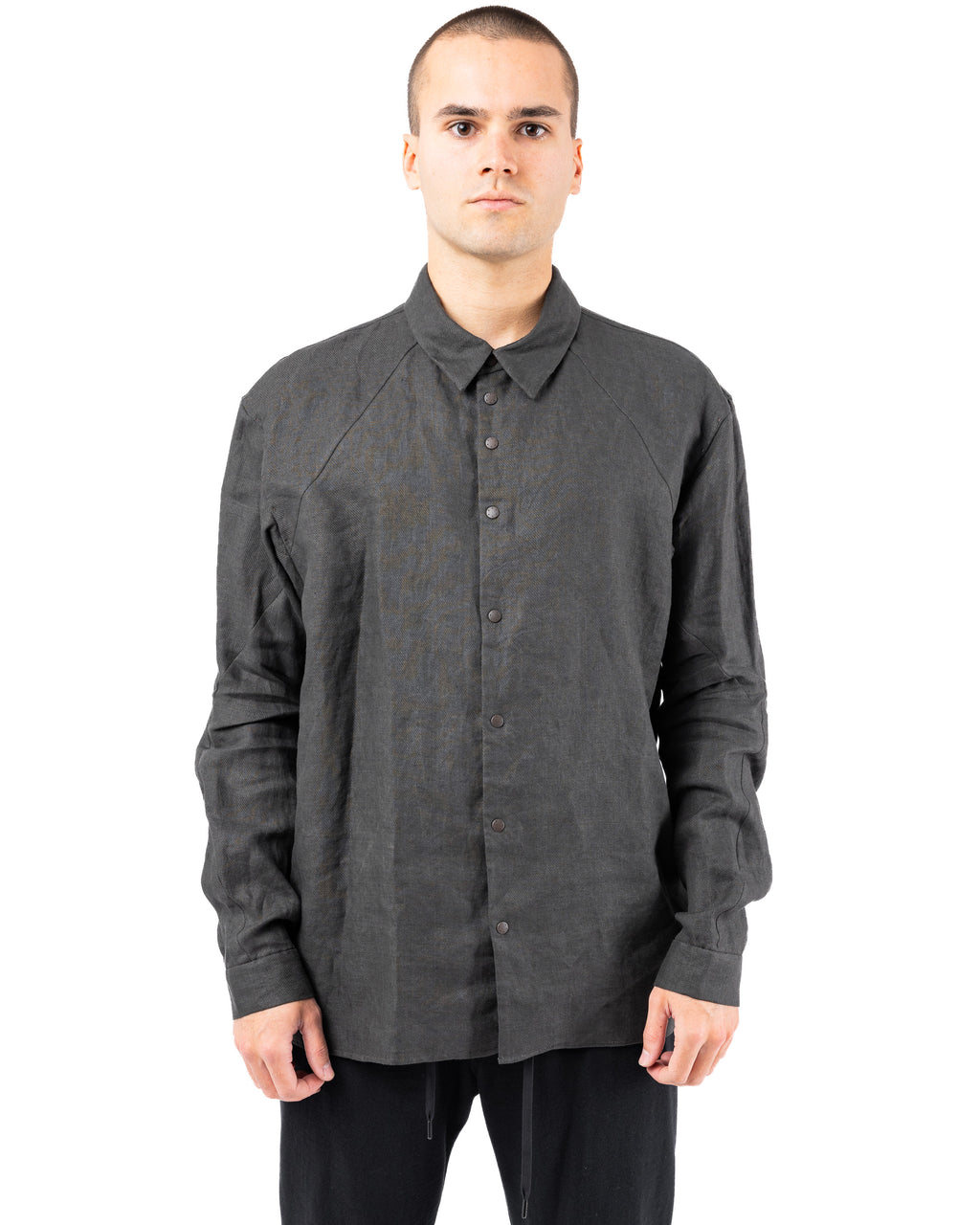 Regular Fit Shirt Vintage Wash Linen – Green Gray | DEVOA | MONOLYT