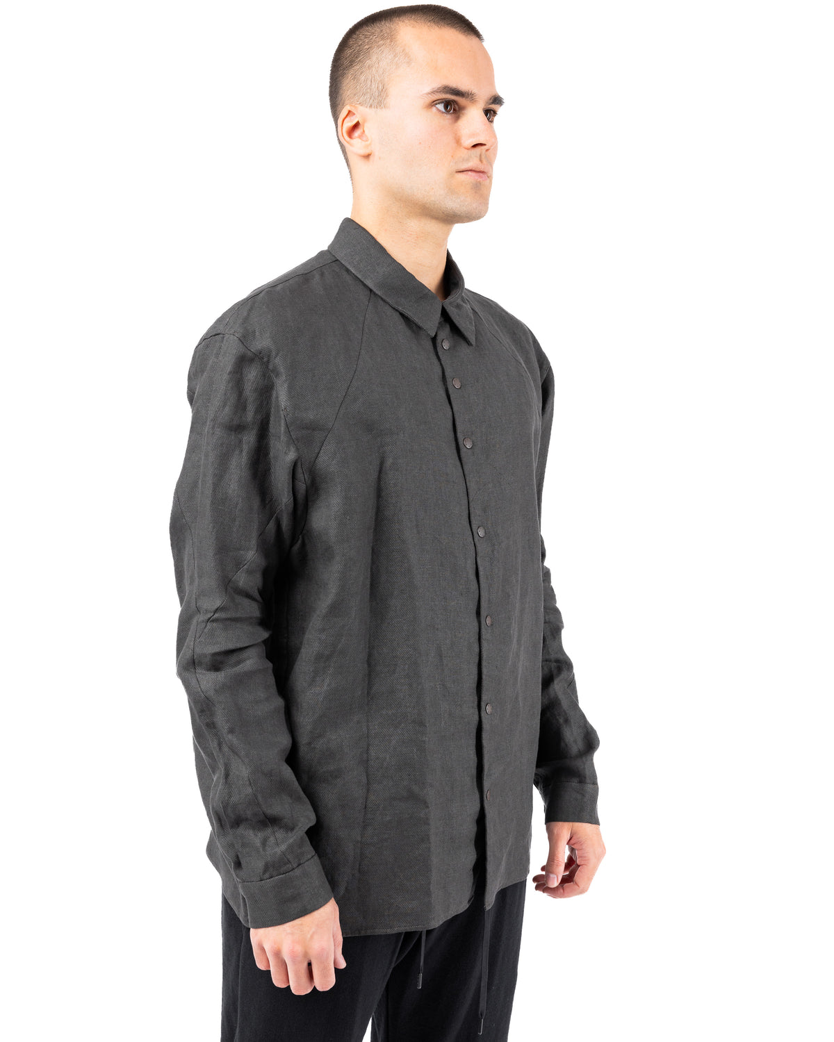 Regular Fit Shirt Vintage Wash Linen – Green Gray | DEVOA | MONOLYT
