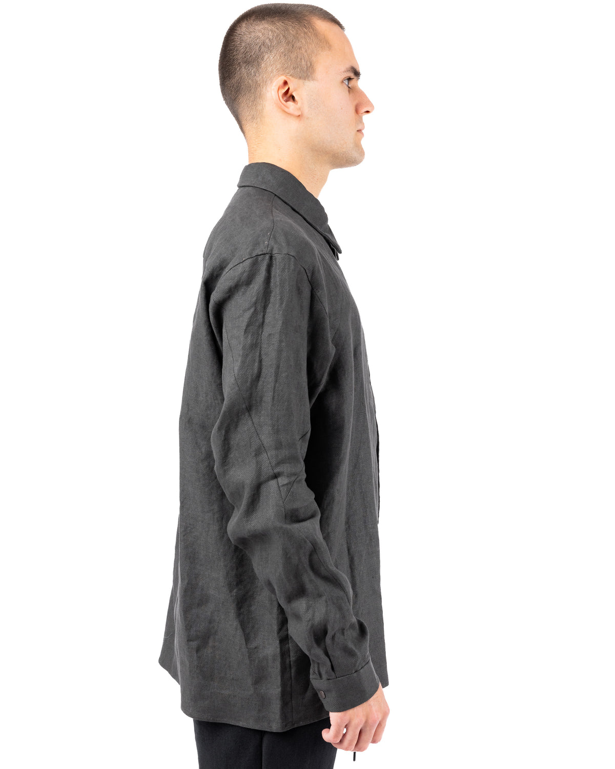 Regular Fit Shirt Vintage Wash Linen – Green Gray | DEVOA | MONOLYT