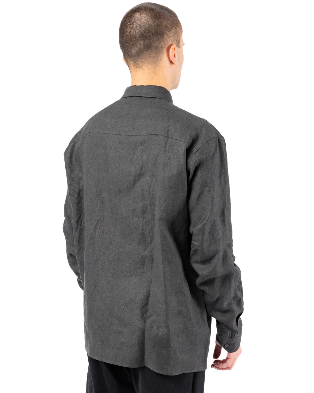 Regular Fit Shirt Vintage Wash Linen – Green Gray | DEVOA | MONOLYT