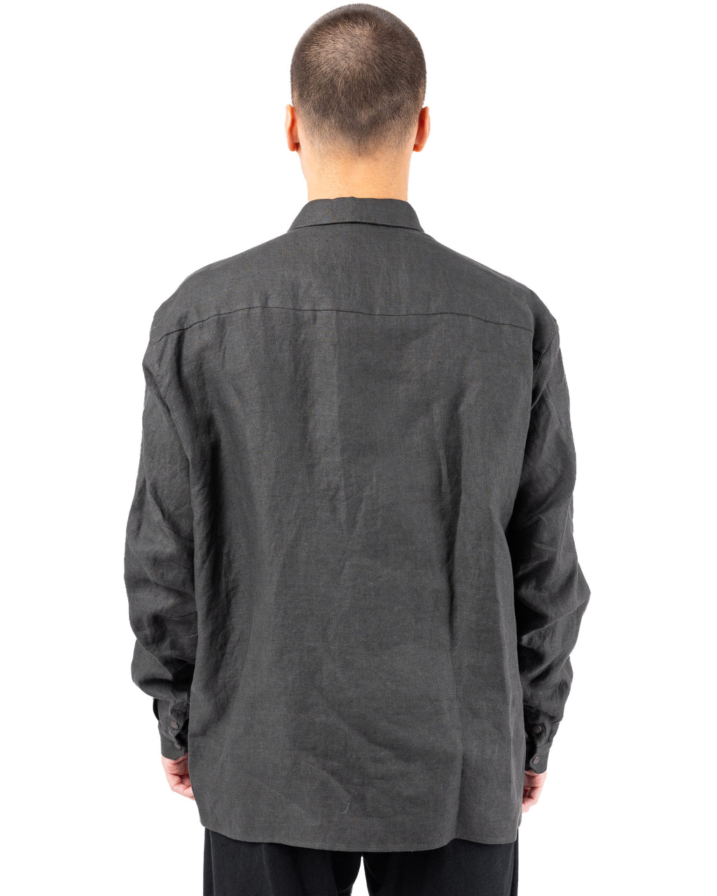 Regular Fit Shirt Vintage Wash Linen – Green Gray | DEVOA | MONOLYT