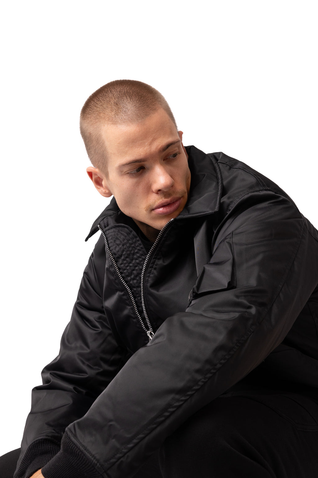 Woven Padded Bomber – Black